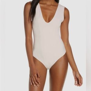 FREE PEOPLE Keep It Sleek Sleeveless Bodysuit SZ LARGE WHITE $58
